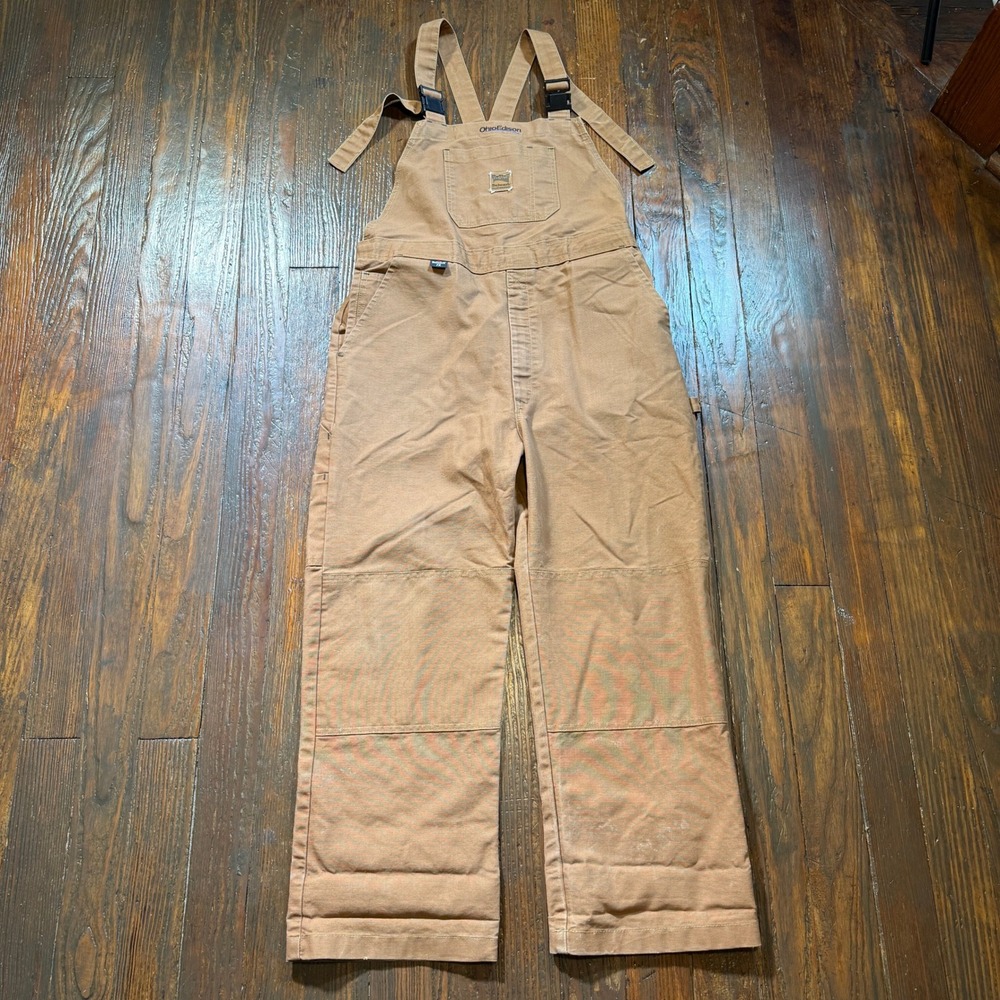Bulwark FR Overalls Mens L Brown Extreme Flame Resistant Bib Workwear B351